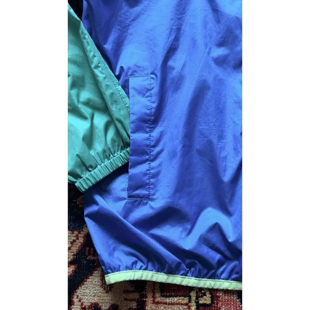 Lands End Girls Sz. M 8-10 Windbreaker Zip Lightweight Jacket Teal/Blue Packable
